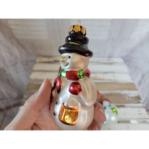 Glass snowman tree ornament set Xmas tree - Picture 6 of 10